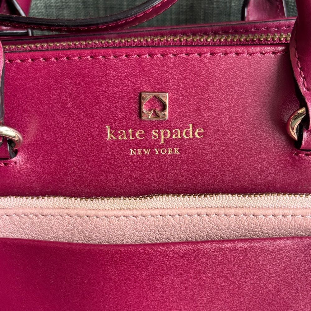 Kate Spade leather handle bag Fuchsia Pink Satchel crossbody purse EUC feminine - Picture 2 of 16